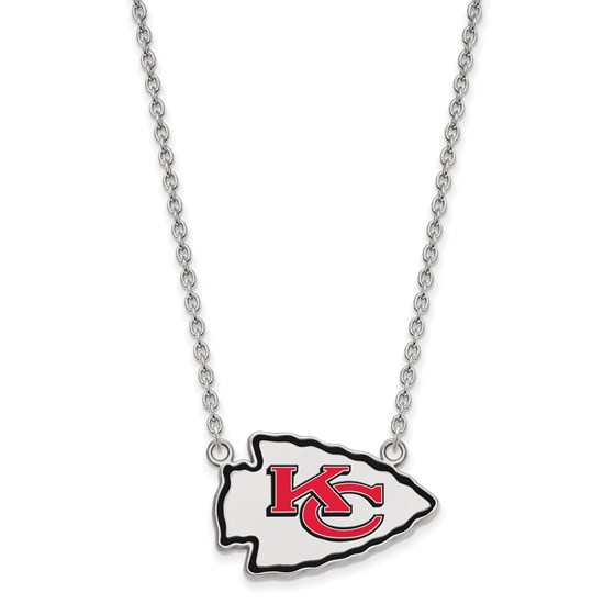 Sterling Silver Kansas City Chiefs Large Enamel Pendant Necklace Sterling Silver Kansas City Chiefs Large Enamel Pendant Necklace